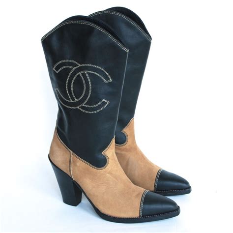 vintage chanel cowboy boots|chanel high heel boots.